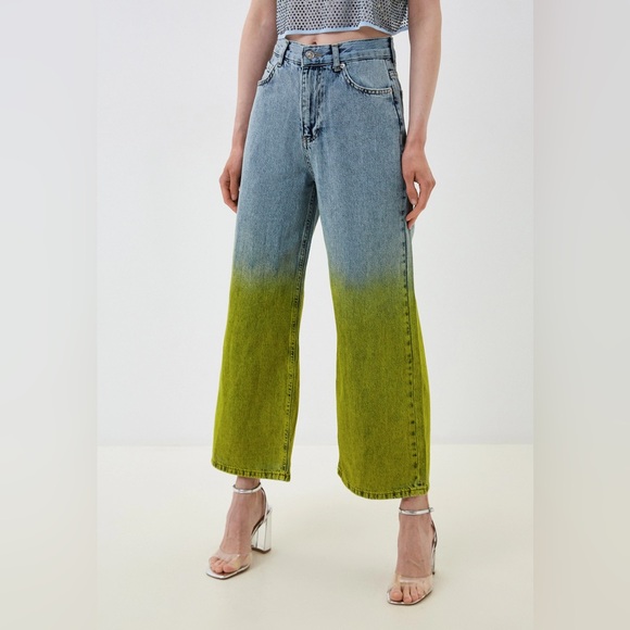 Nocturne Denim - Nocturne Green Ombre Wide Leg Jeans Size S EU 36 NWT